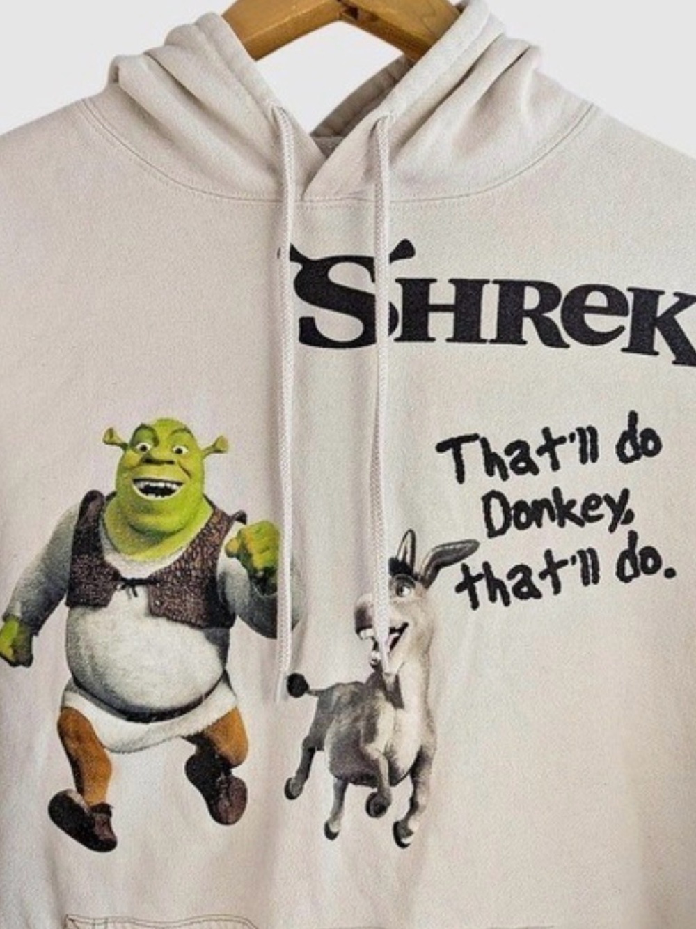 Shrek “That'll Do Donkey" Dip Dye Hoodie Beige Brown Graphic
Sweatshirt- Small - Picture 8 of 8
